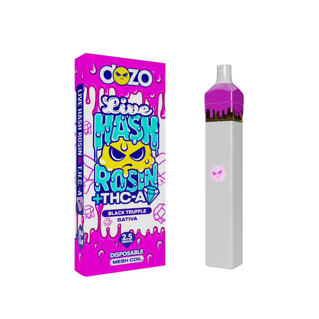2.5g Dozo Live Hash Rosin THC-A Vape: Black Truffle (Sativa)