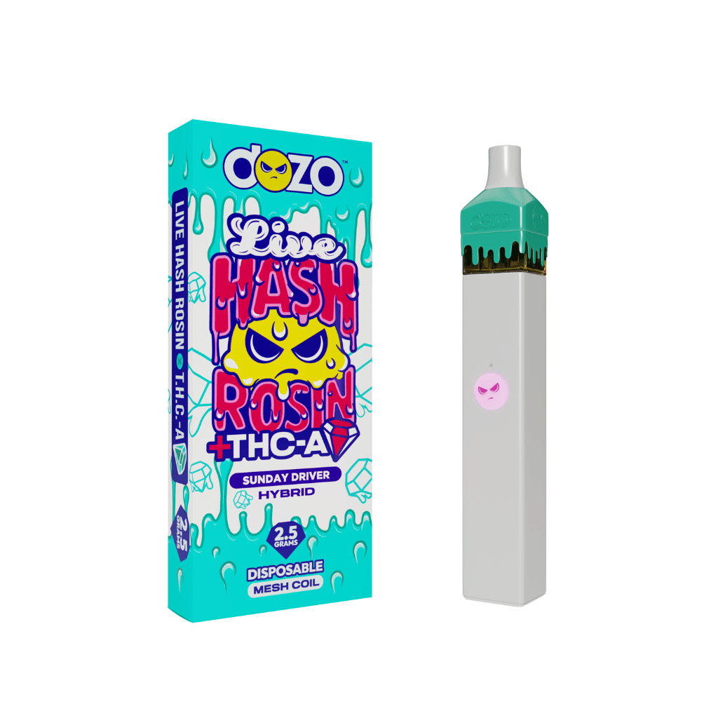 2.5g Dozo Live Hash Rosin THC-A Vape: Sunday Driver (Hybrid)