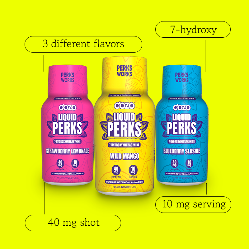Dozo LIQUID PERKS 7-HYDROXYMITRAGYNINE | STRAWBERRY LEMONADE
