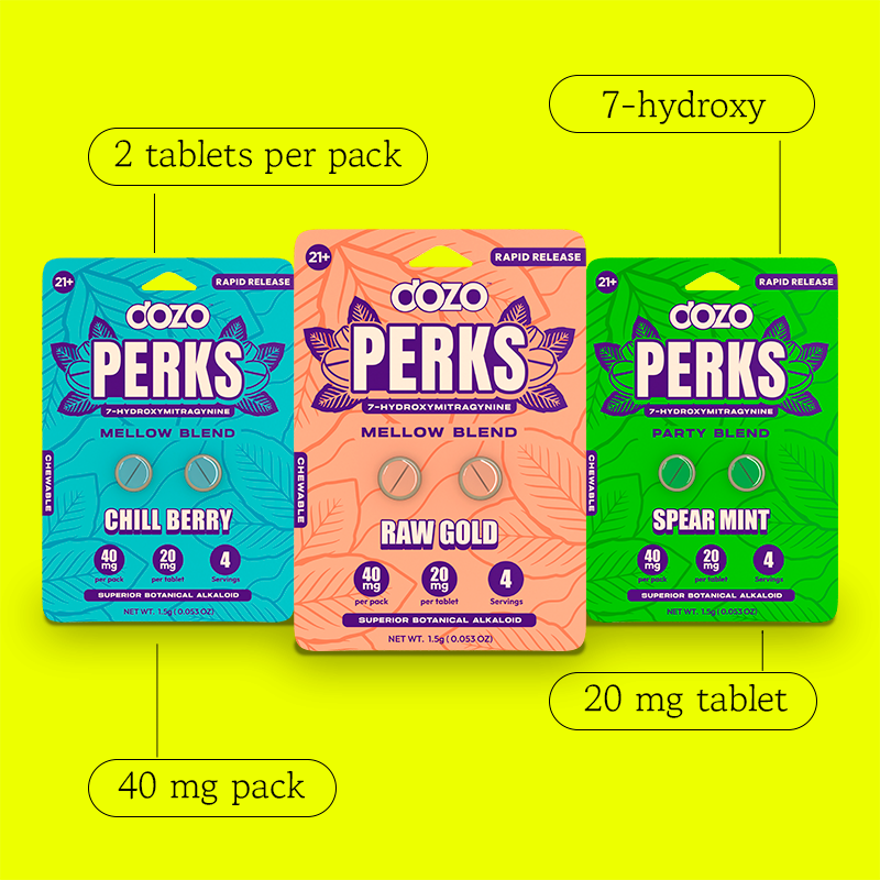 NEW FLAVORS Dozo PERKS 7-OH | 2ct (40 mg Per Pack)