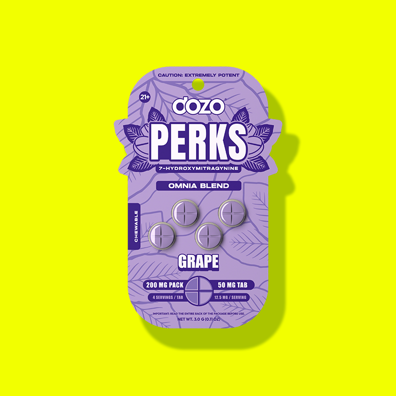 4ct 50mg Dozo PERKS 7-HYDROXYMITRAGYNINE | SOUR APPLE (PARTY BLEND)