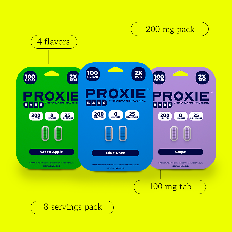 2ct 100mg Proxie BARS 7-HYDROXYMITRAGYNINE | 200 mg per PACK