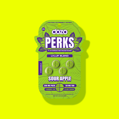 4ct 50mg Dozo PERKS 7-HYDROXYMITRAGYNINE | SOUR APPLE (PARTY BLEND)