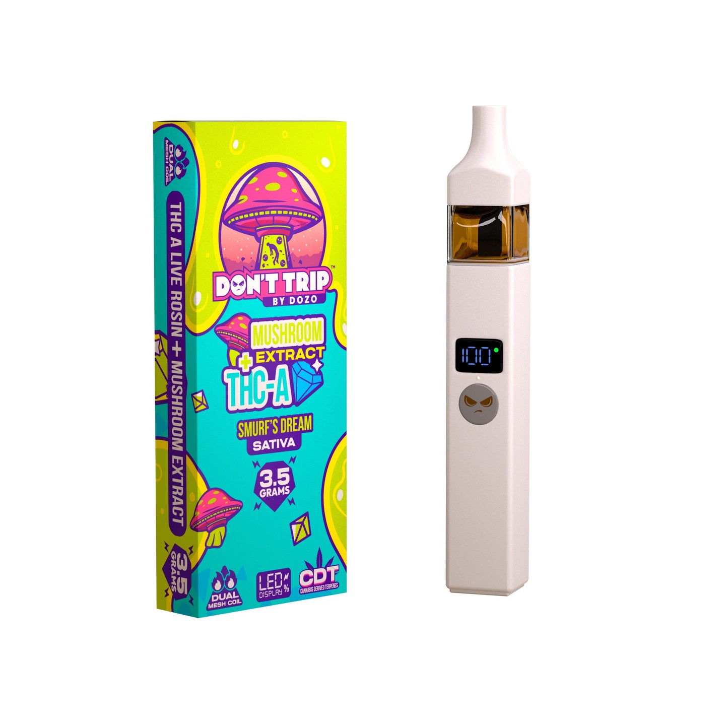 3.5g Dozo Don't Trip Mushroom Vape: Smurf's Dream (Sativa)