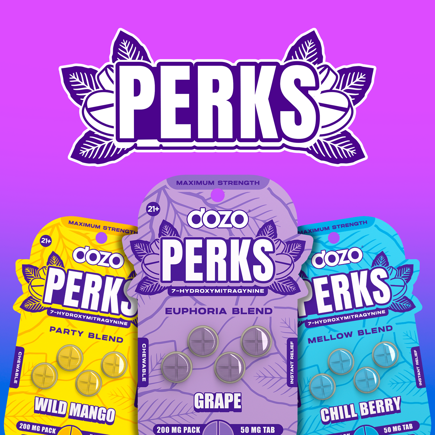 4ct 50mg Dozo PERKS 7-HYDROXYMITRAGYNINE | CHILL BERRY (MELLOW BLEND)