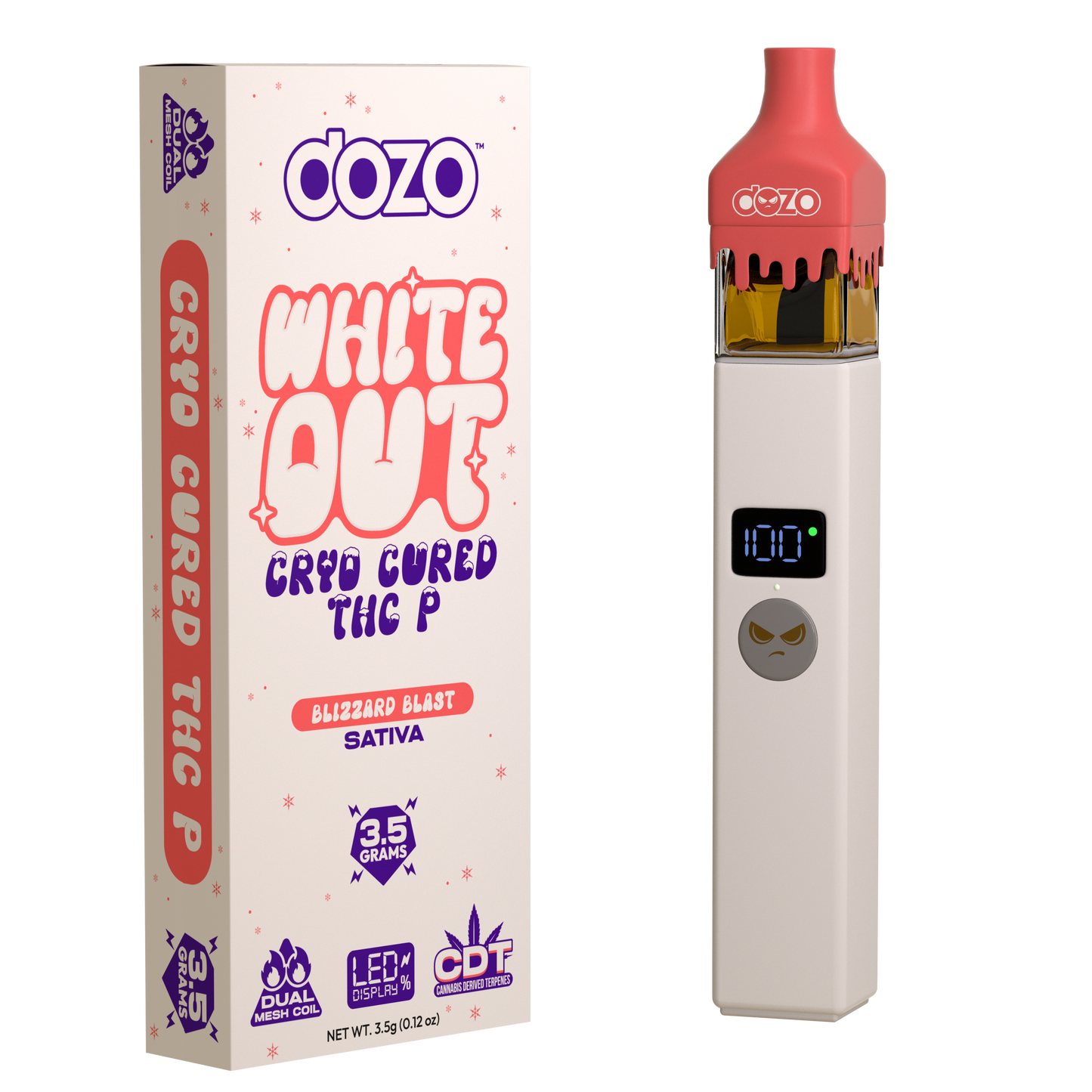 3.5g Dozo White-Out Disposable: Frozen Berry (Indica)