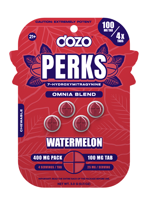4ct 100mg Dozo PERKS 7-HYDROXYMITRAGYNINE | 400 mg per PACK