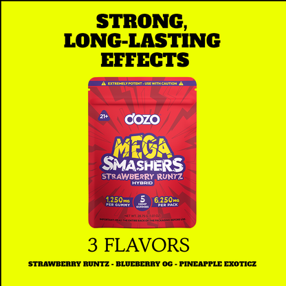 Dozo Mega Smashers – 1,250mg Ultra-Potent Gummies (5ct)
