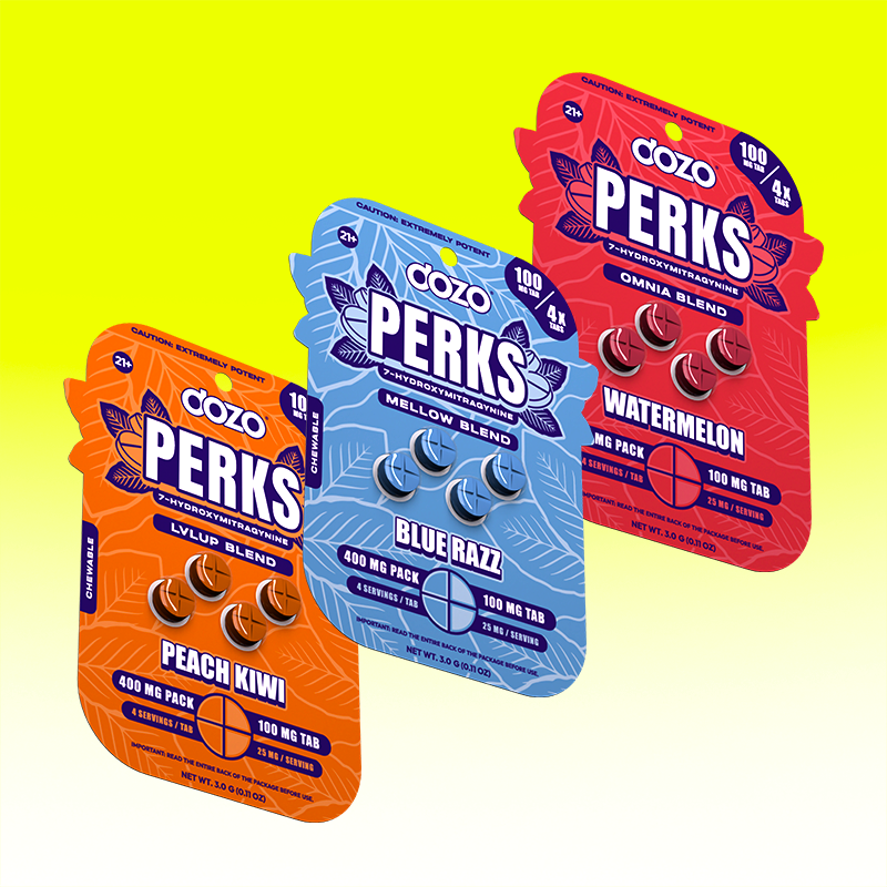 4ct 100mg Dozo PERKS 7-HYDROXYMITRAGYNINE | 400 mg per PACK